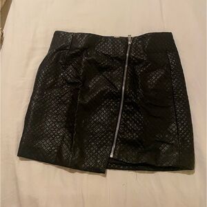 Black textured leather skirt